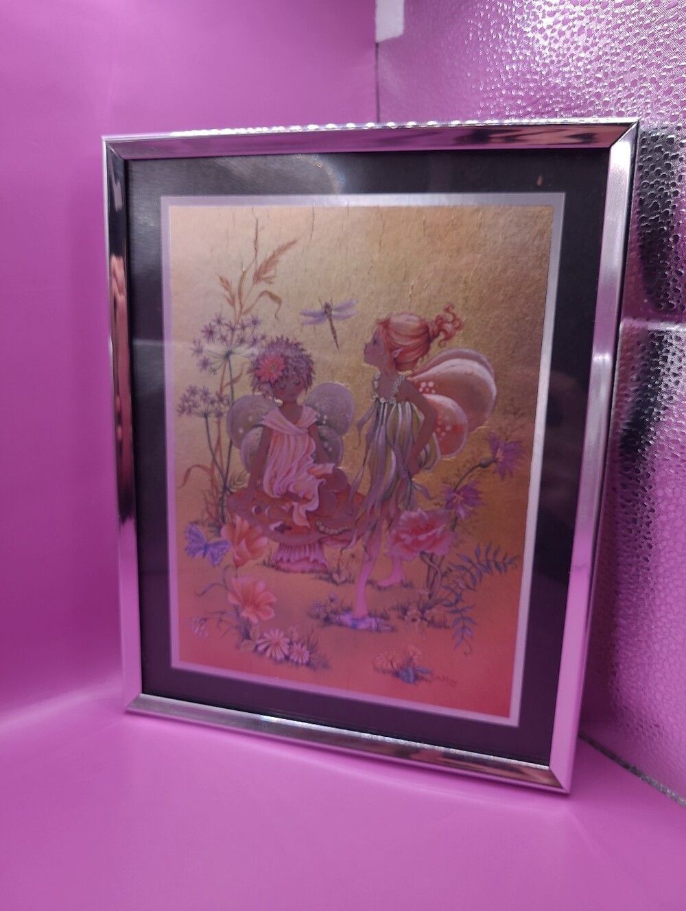 VTG S.A. May Fairy Foil Art Screened Etching Mushroom Butterfly Fantasy Boho